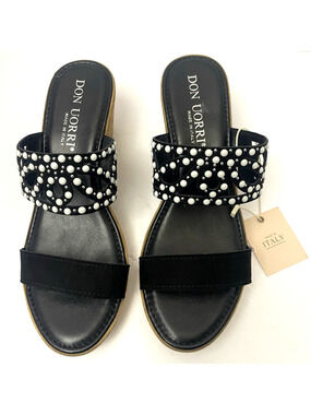 DON UORRI Sandals Women Size 38/ 7.5 White Beast Made Italia Heel Height 2.5"